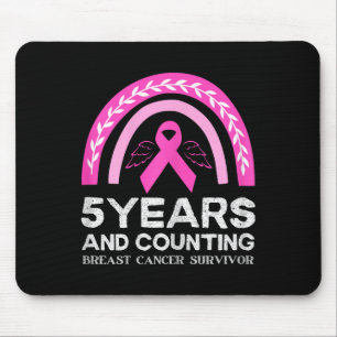 Cancer Survivor Tee 5 Years Cancer Free Pink Rainb Mouse Mat