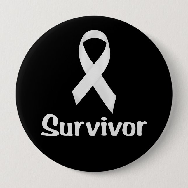 Cancer Survivor White 10 Cm Round Badge (Front)