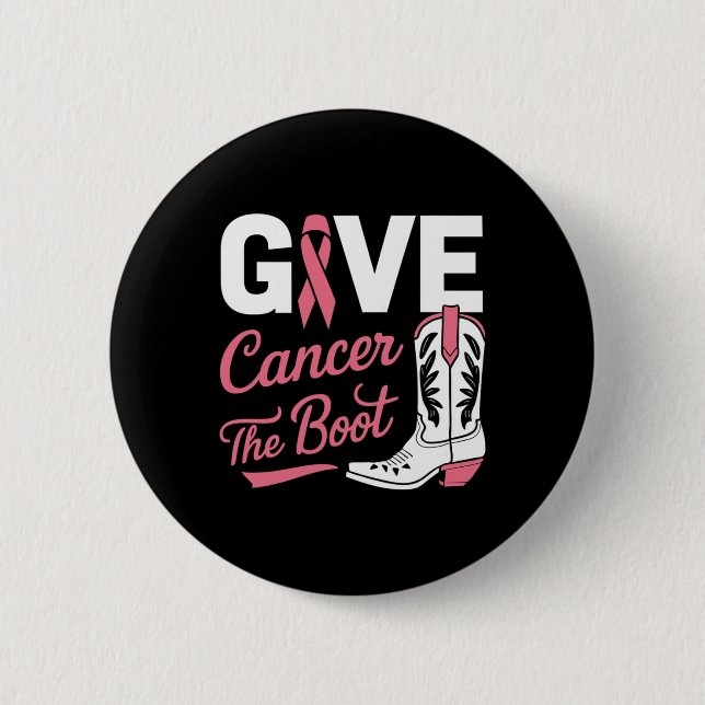 Cancer The Boot Cowgirl Breast Cancer Pink Ribbon  6 Cm Round Badge (Front)