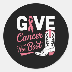 Cancer The Boot Cowgirl Breast Cancer Pink Ribbon Classic Round Sticker