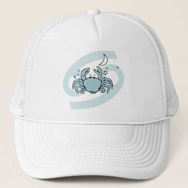Cancer The Crab astrology zodiac blue graphic hat (Front)
