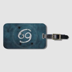 Cancer the Crab black silver zodiac constellation Luggage Tag