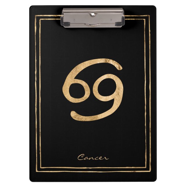 Cancer the crab hammered gold stylised astrology clipboard (Front)