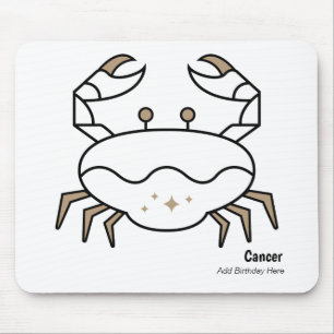 Cancer the crab personalised black gold zodiac mouse mat