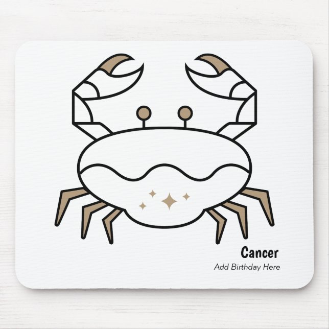 Cancer the crab personalised black gold zodiac mouse mat (Front)