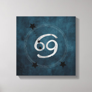 Cancer the Crab teal silver zodiac constellation Canvas Print