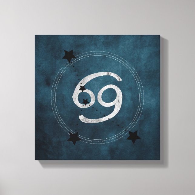 Cancer the Crab teal silver zodiac constellation Canvas Print (Front)