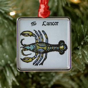 Cancer the Crab, Vintage Sign of the Zodiac Metal Tree Decoration