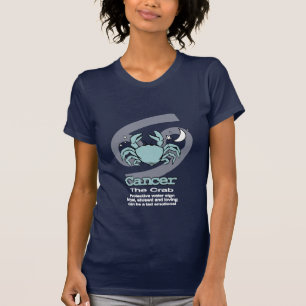 Cancer the crab zodiac astrology dark blue t-shirt