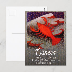 Cancer the Crab Zodiac Sign Birthday Party Postcard