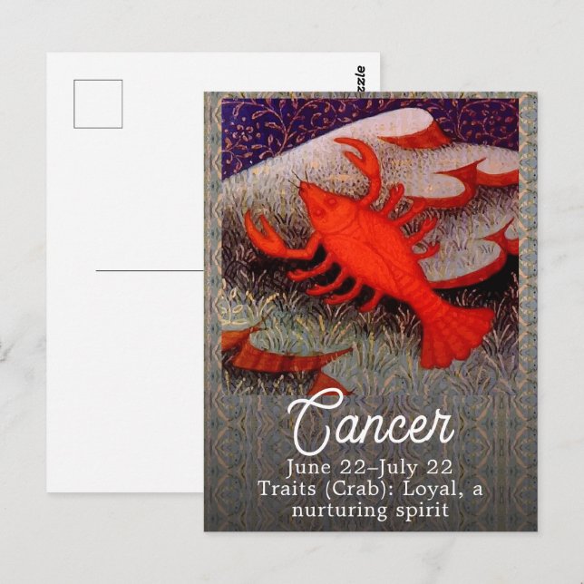 Cancer the Crab Zodiac Sign Birthday Party Postcard (Front/Back)