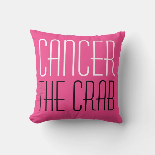 Cancer The Crab Zodiac Typography Hot Pink Cushion (Front)
