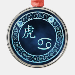 Cancer/Tiger Metal Tree Decoration