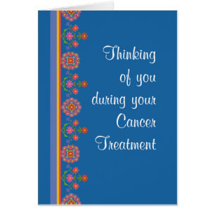 Cancer Treatment Support Card Rangoli Border, Blue