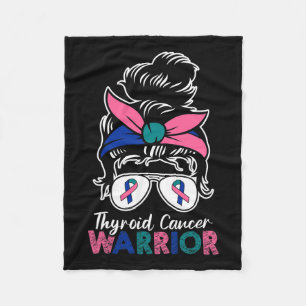 Cancer Warrior Awareness Messy Bun Mum Sungles Fleece Blanket