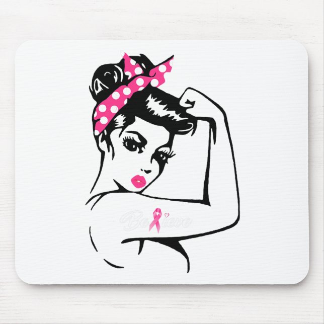 Cancer Warrior Awareness Tee Support Believe  Mouse Mat (Front)