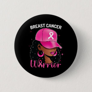 Cancer Warrior Black Woman Breast Cancer Awareness 6 Cm Round Badge