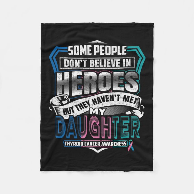 Cancer Warrior I Wear Blue Pink Teal For My Daught Fleece Blanket (Front)