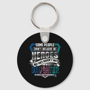 Cancer Warrior I Wear Blue Pink Teal For My Daught Key Ring