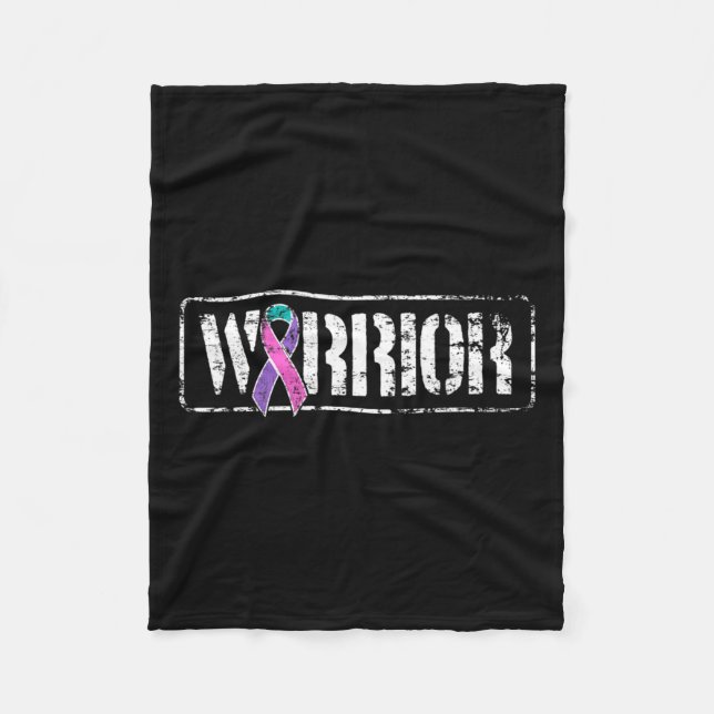 Cancer Warrior - Military Style Awareness Ribbon  Fleece Blanket (Front)