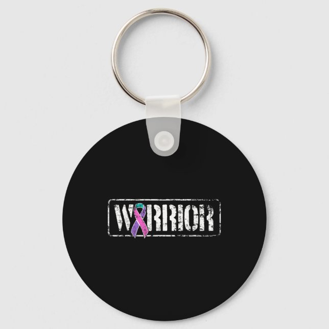 Cancer Warrior - Military Style Awareness Ribbon  Key Ring (Front)