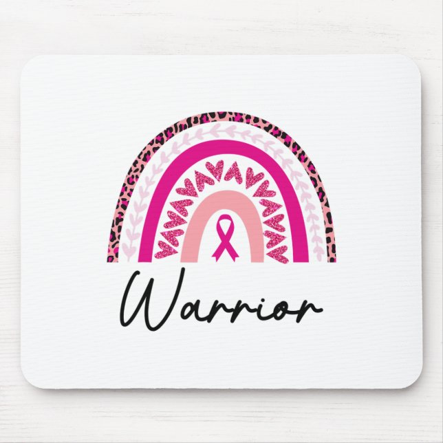 Cancer Warrior Pink Breast Cancer Awareness Rainbo Mouse Mat (Front)