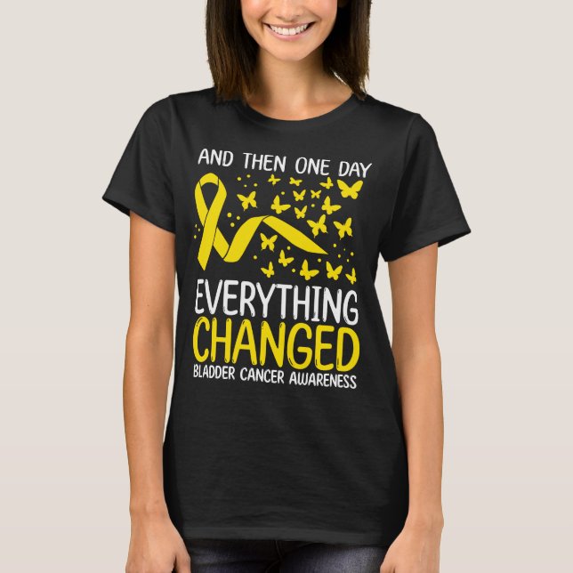 Cancer Warrior Ribbon Bladder Cancer Awareness T-Shirt (Front)