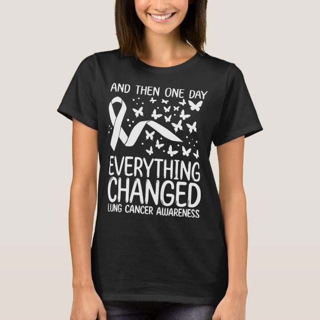 Cancer Warrior Ribbon Fight Lung Cancer Awareness T-Shirt (Front)