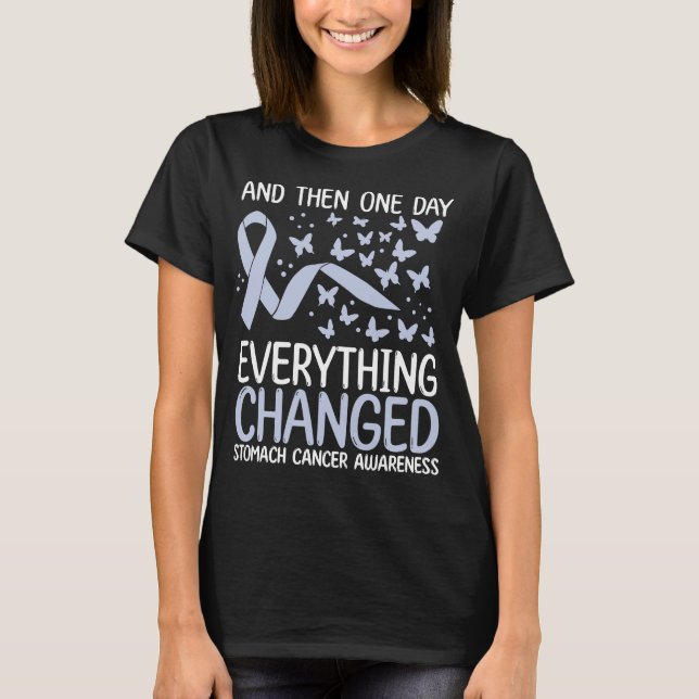 Cancer Warrior Ribbon Stomach Cancer Awareness T-Shirt (Front)