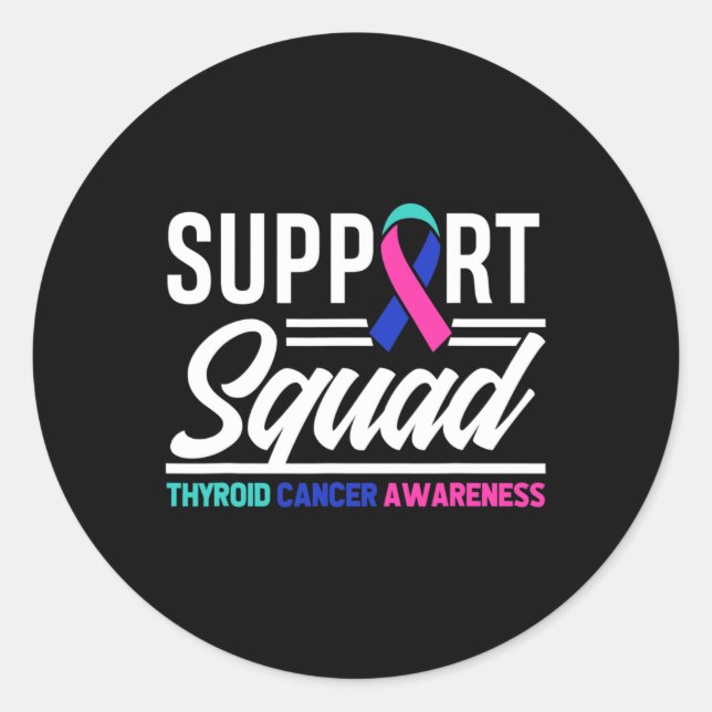 Cancer Warrior Support Squad Thyroid Cancer  Classic Round Sticker (Front)