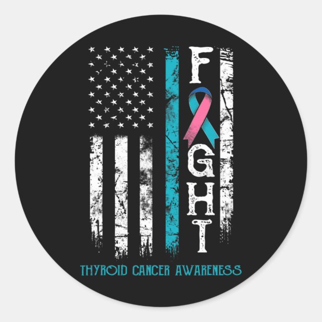 Cancer Warrior Us Flag  Classic Round Sticker (Front)