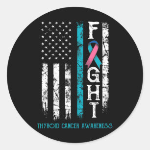 Cancer Warrior Us Flag  Classic Round Sticker
