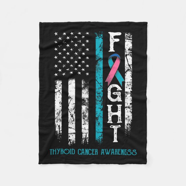 Cancer Warrior Us Flag  Fleece Blanket (Front)