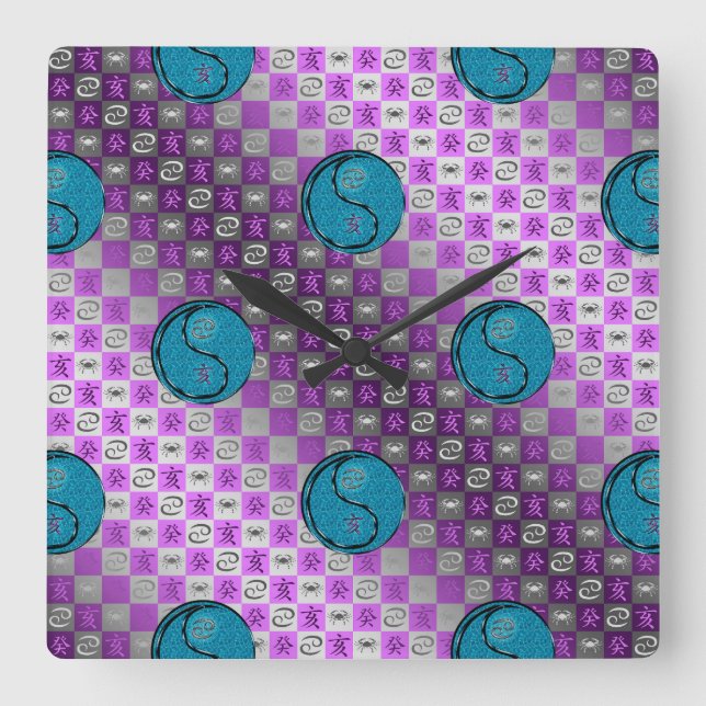 Cancer & Water Boar Square Wall Clock (Front)