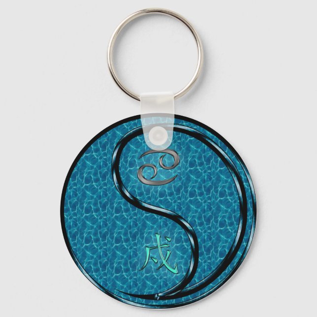 Cancer & Water Dog Key Ring (Front)