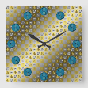 Cancer & Water Dragon Square Wall Clock
