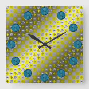 Cancer & Water Monkey Square Wall Clock