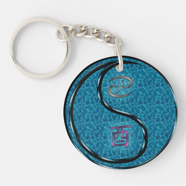 Cancer & Water Rooster Key Ring (Front)