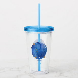 Cancer Watercolor Night Sky Constellation Zodiac Acrylic Tumbler