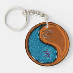 Cancer & Wood Boar Key Ring