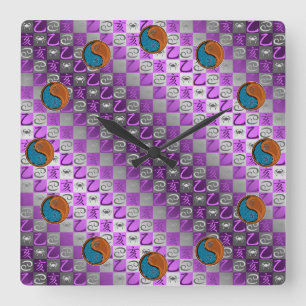 Cancer & Wood Boar Square Wall Clock