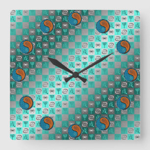 Cancer & Wood Dog Square Wall Clock
