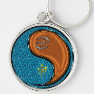 Cancer & Wood Monkey Key Ring
