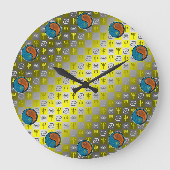 Cancer & Wood Monkey Large Clock (Front)
