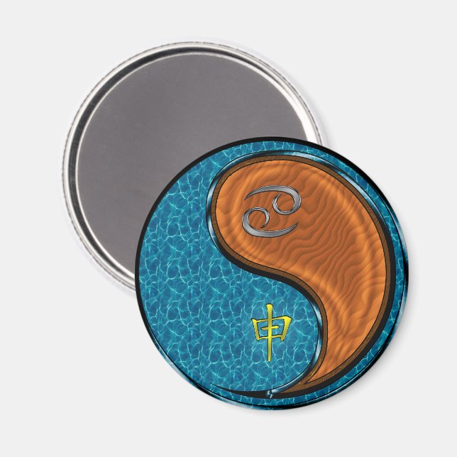 Cancer & Wood Monkey Magnet (Front/Back)