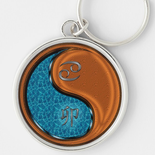 Cancer & Wood Rabbit Key Ring (Front)