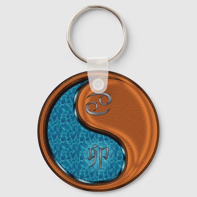 Cancer & Wood Rabbit Key Ring (Front)