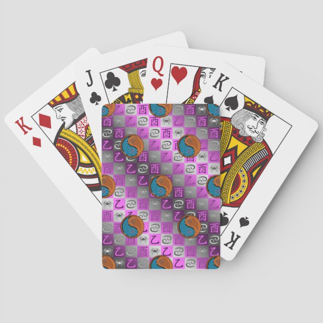Cancer & Wood Rooster Classic Playing Cards (Back)