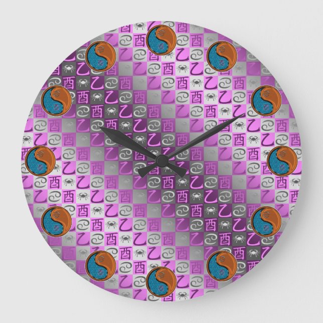 Cancer & Wood Rooster Large Clock (Front)