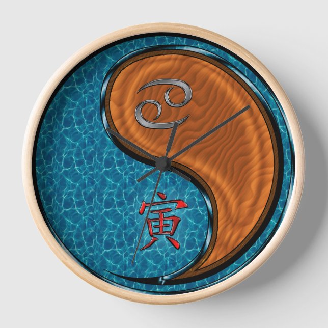 Cancer & Wood Tiger Clock (Front)